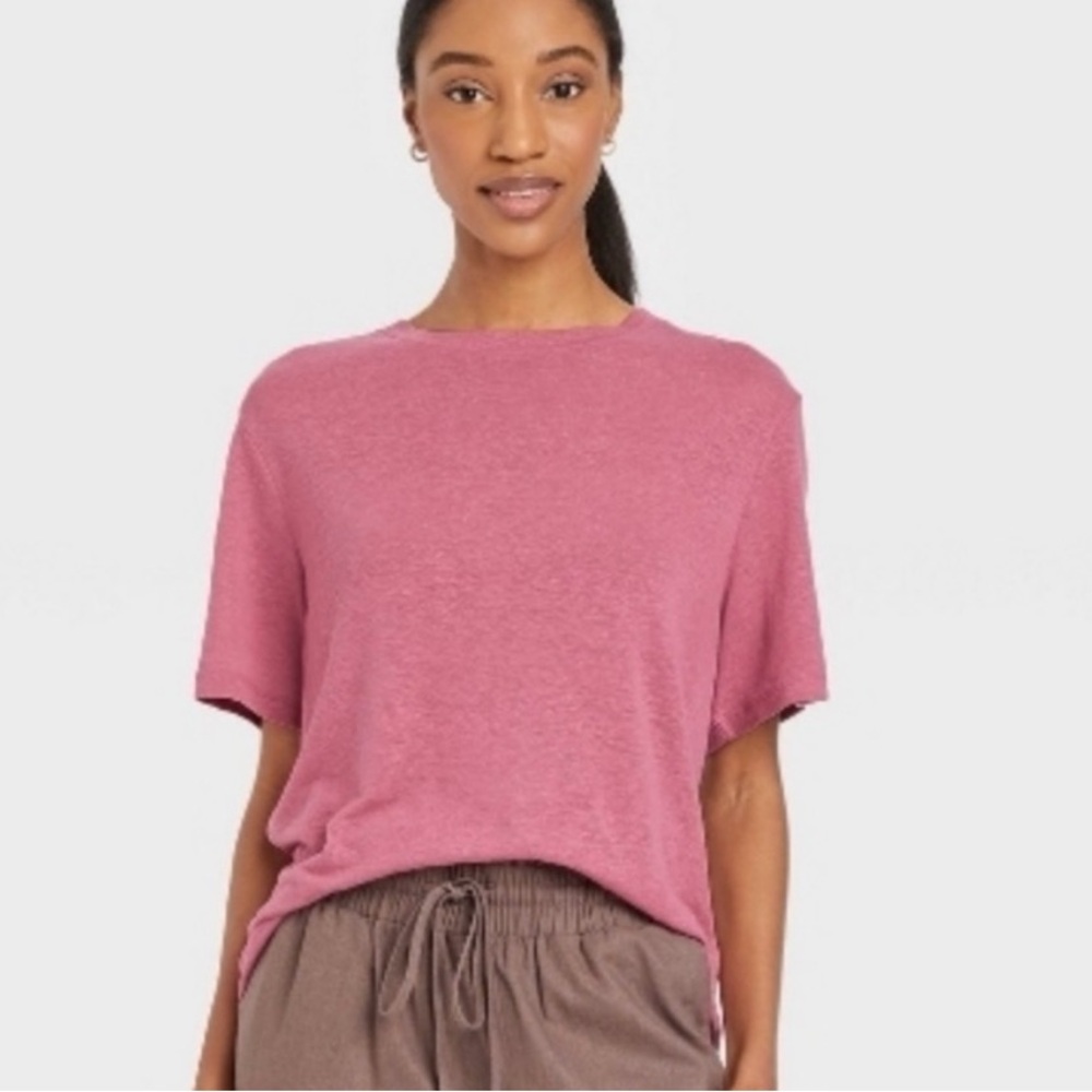 a new day Women's Linen Short Sleeve Tee